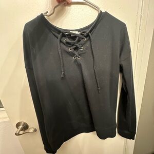 Black Lace-Up Women's Top